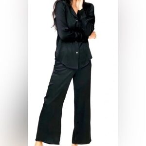 SMASH + TESS Sloane Blouse and Wide Leg Pant in Midnight Black (Small)